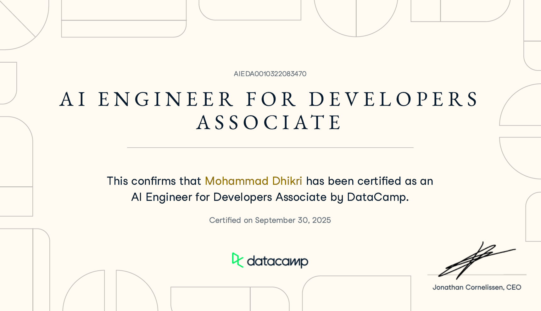 Data Engineer Certificate